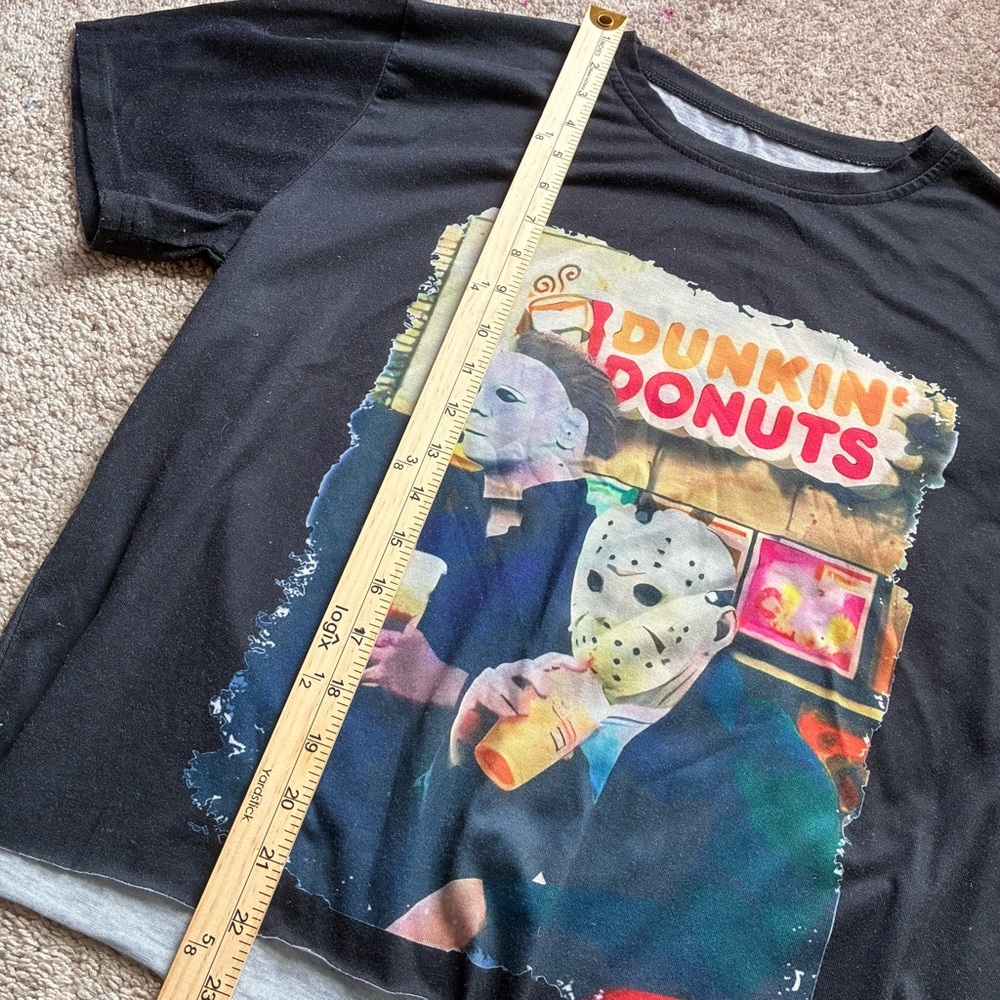 Black Graphic T-Shirt with Horror Theme - Picture 3 of 7